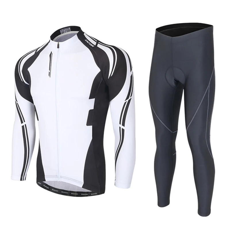 

XINTOWN Men's Fashion New Breathable Cycling Jersey Bike Long Sleeve T-Shirt Tops Padded Long Pants Sports Wear Kits Set