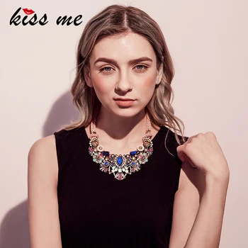 

KISS ME Rope Chain Multicolor Flower Maxi Statement Necklace 2017 Brand Jewelry Bohemian Necklace Accessories for Women