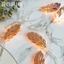 ROPIO 3 м 20 светодиодный светильник ing Strings золотой железный лист дерева Сказочный светильник-гирлянда Романтический для свадебной вечеринки праздника украшения сада