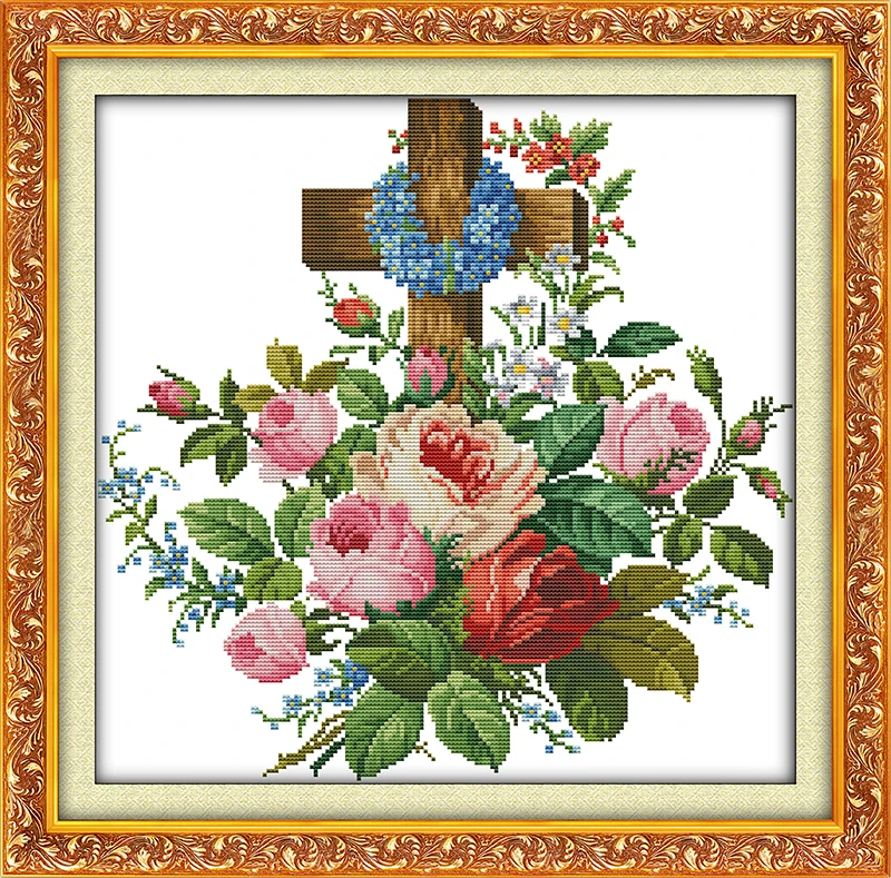 The cross(2)(lily ,counted printed on fabric DMC 14CT 11CT ...
