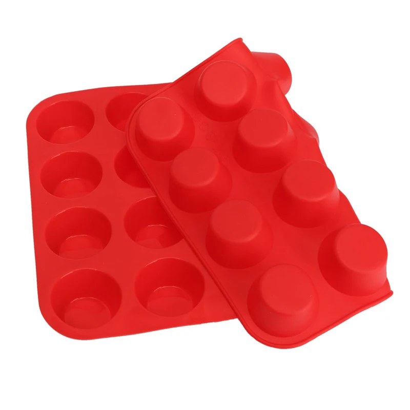 JX-LCLYL 24 Cavity Muffin Cup Silicone Mold Soap Cookie Cupcake Pan Tray Mat Baking Mould