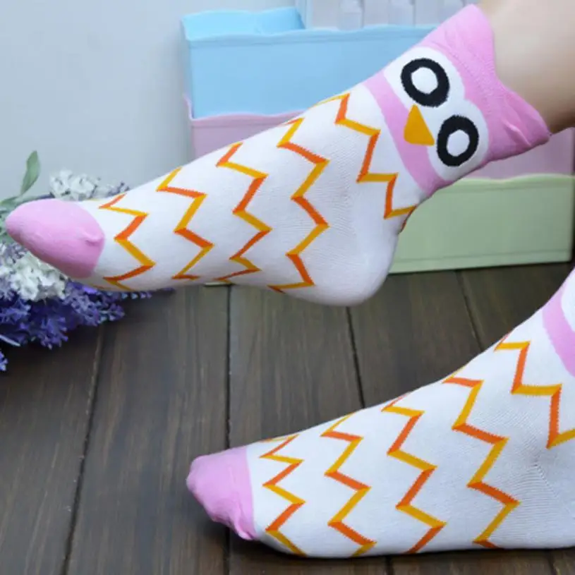 

New Arrival 3D Animals Striped Cartoon Socks Women Sokken Owl Footprints Cotton Socks Floor Fashion Moistureproof Sokkens Soxs
