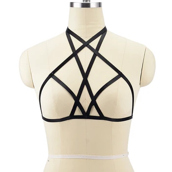 

Women Fashion Tops Harness Lingerie Black Elastic strap underwear Body Harness Punk Goth Halloween Garter Belt