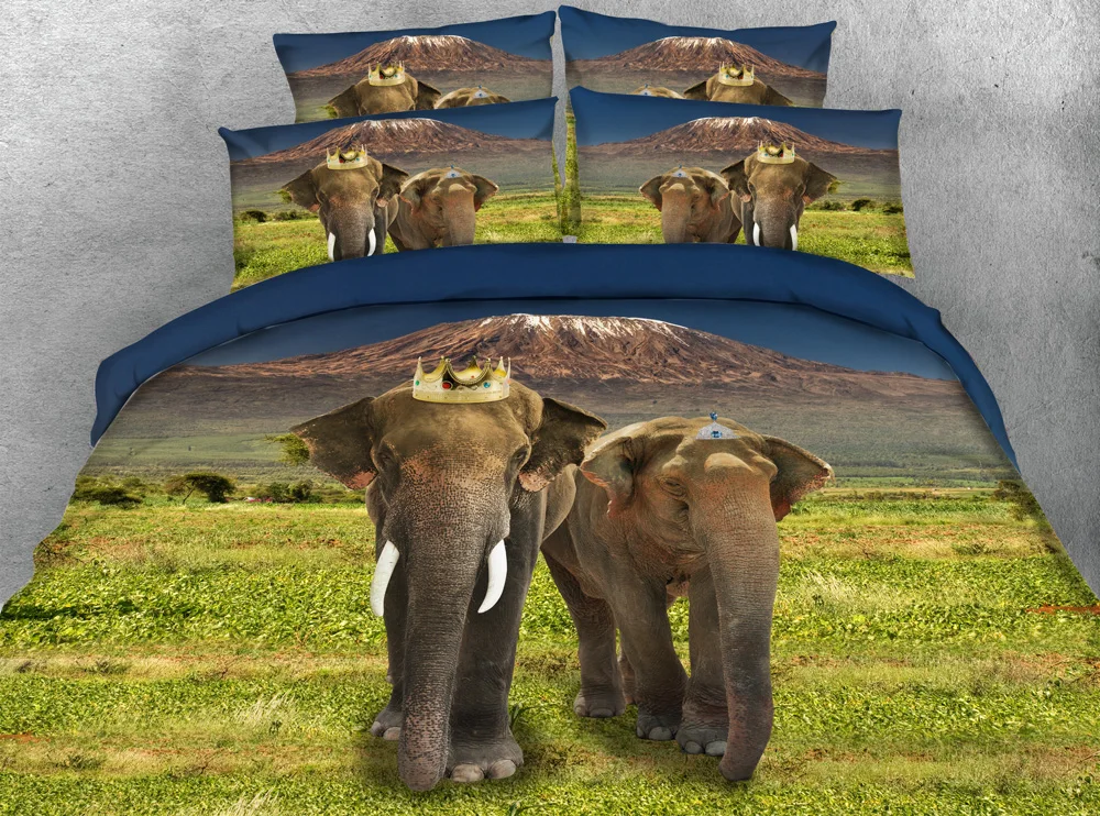Grassland Elephant 3d Printed Comforters Bedding Sets Quilt/duvet Cover Bed Sheets Twin Full