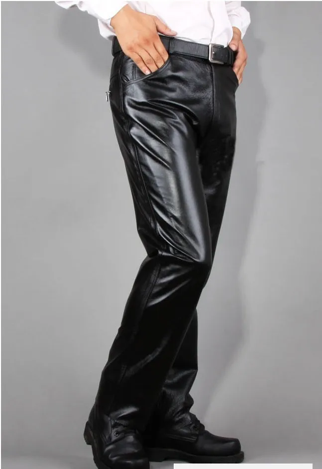 Срок производства тиража: 30-40! Горячая распродажа! Мужские модные брюки из натуральной кожи, обтягивающие брюки, мотоциклетные локомотивные кожаные брюки