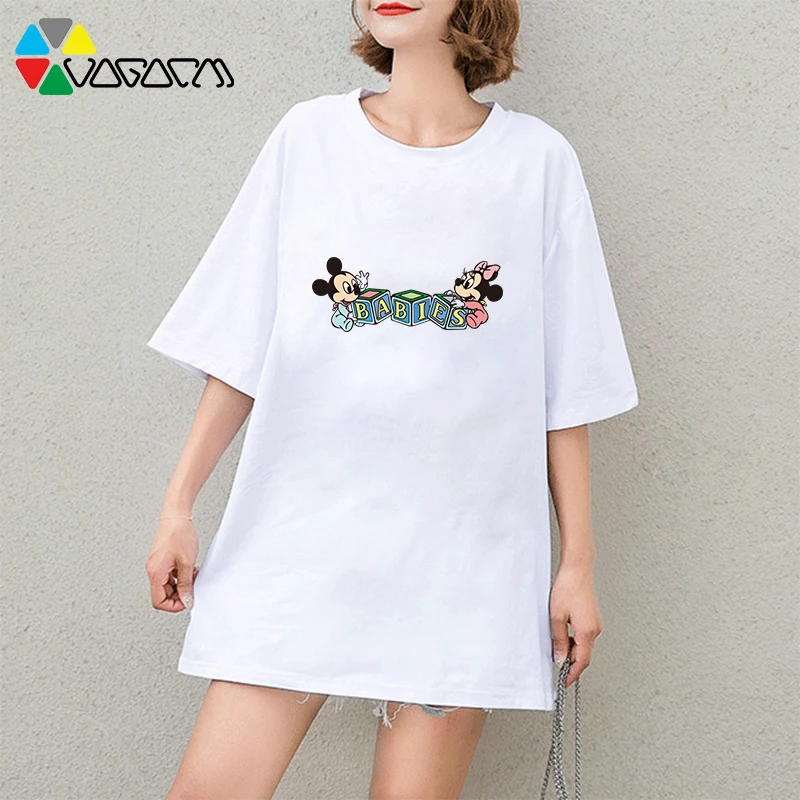

Women Summer Casual Plus Size Harajuku T-shirt Mickey Minnie Mouse Cute Print Tee&top Loose Streetwear Anime T Shirts Mickey