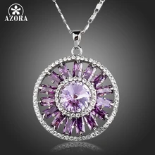 AZORA Brillante noria Púrpura Cubic Zirconia Collar Pendiente Redondo TN0138