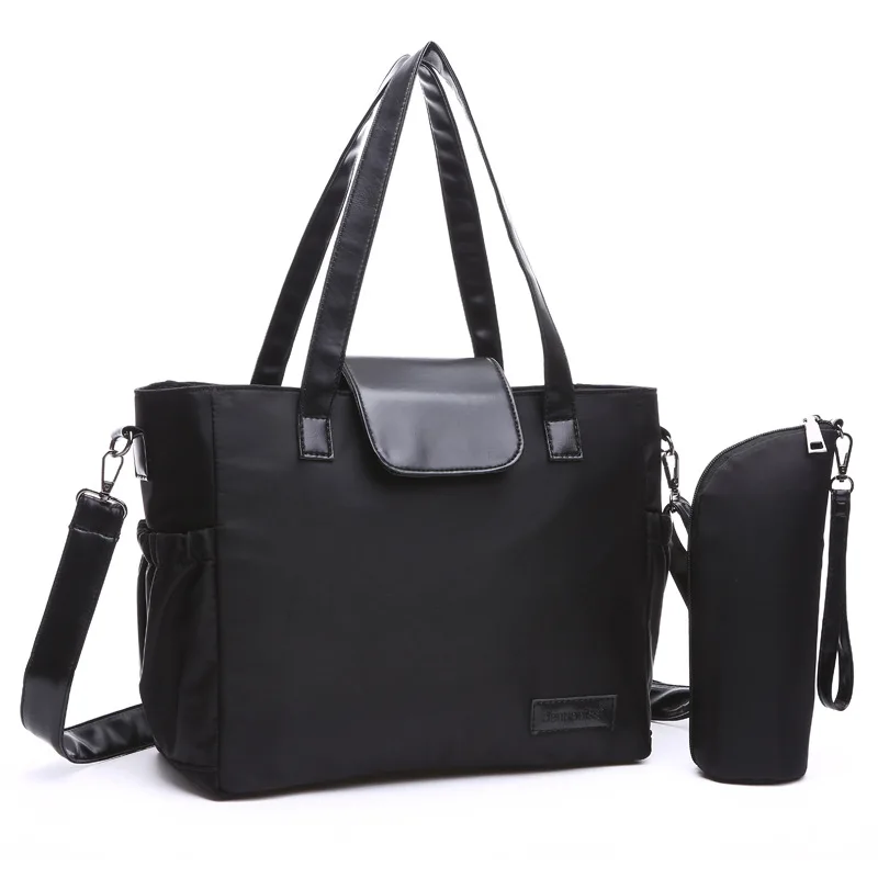 Черный Детская дорожная многоразовые трусики-подгузники tote Мода Мумия материнства подгузник сумка-Органайзер детская коврик для Коляски Сумки через плечо сумки для мам - Цвет: Черный