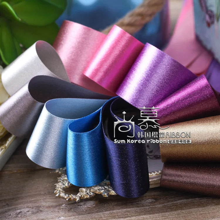 

40yards 25mm 40mm silver purl korean satin ribbon for wedding party decoration hair bow accessories bouquet packing bow
