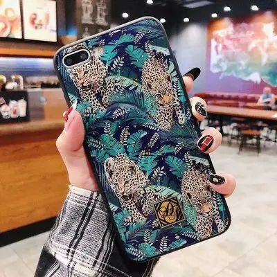 Aoweziic Leopard epoxy Gold Foil for iPhone XS MAX XR phone case tiger 6S 7 8PLUS All Inclusive Soft Shell Love Tide
