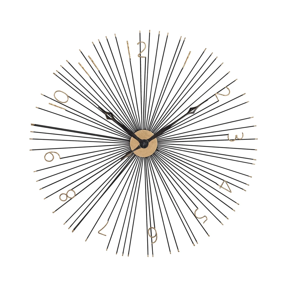 Sterling Home Office Indoor Wall Decorative Shockfront Black And Gold 36 Metal Wall Clock