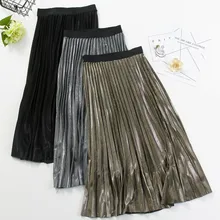 Юбки Весенняя металлическая цветная Европейская и американская бархатная плиссированная юбка женская с высокой талией