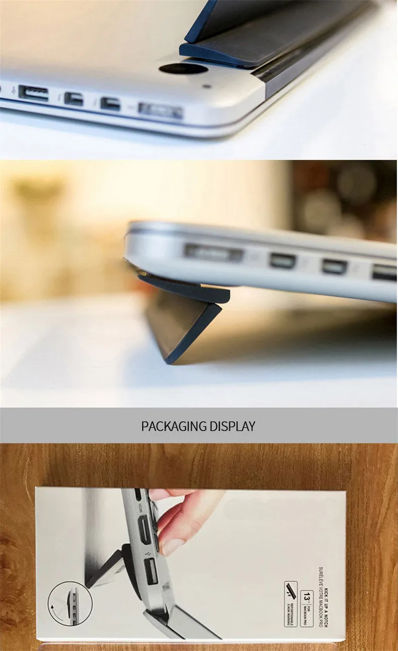 Эргономичная подставка для ноутбука Macbook air 13,3 Pro, портативная Регулируемая офисная подставка для ноутбука, черного цвета