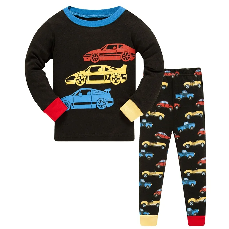 Детская одежда для мальчиков, пижамные комплекты, топ с длинными рукавами+ штаны, детские пижамы, хлопковые пижамы с буквенным принтом и круглым вырезом для малышей