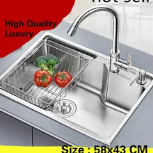 Кухонная посуда, одиночная корыта, раковина, высокое качество, 304 нержавеющая сталь,, 58x43/72x45/62x43 см