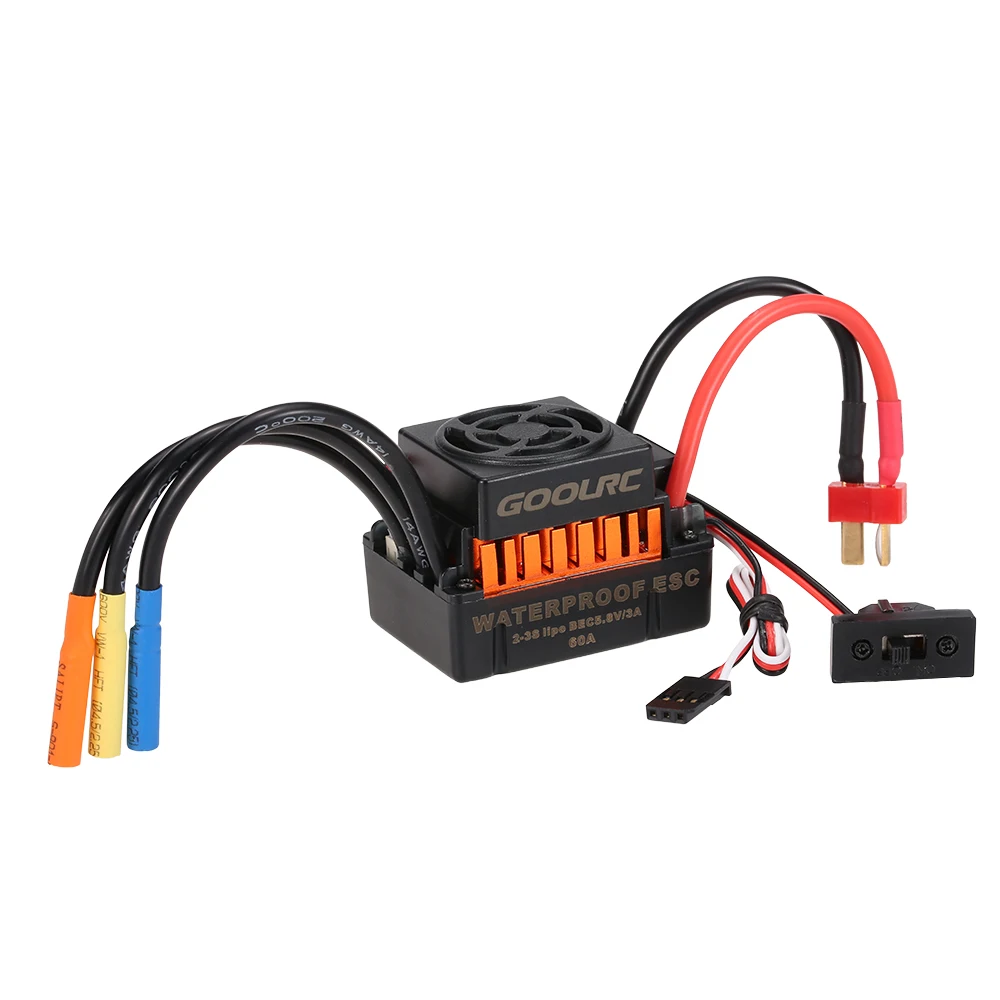 FPVERA 60A Brushless ESC Waterproof RC Car Electronic Speed Controller for 1/10 RC Car 2S-3S LiPo 