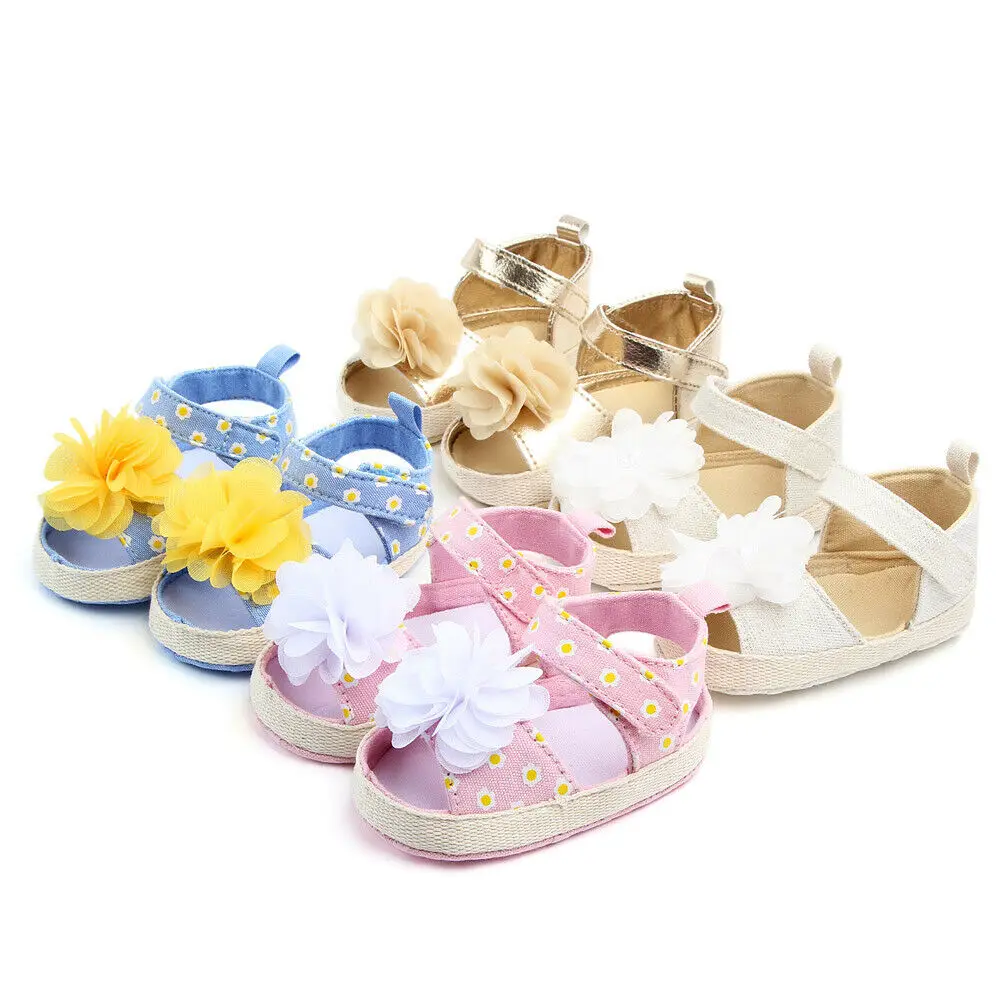 

Toddler Baby Girl Crib Shoes Soft Sole Prewalker Sandles Anti-slip Pram Sneakers