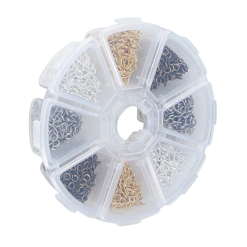 MagiDeal 800pcs Eye Hook Screw Pin Clasp Jewelry Finding DIY Necklace Bracelet Charms