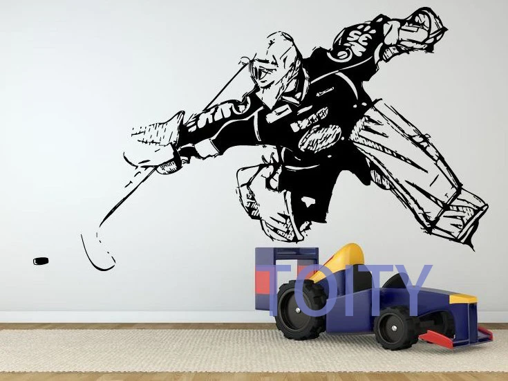 Hockey Goalkeeper Decal Goalie Wall Art Vinyl Sticker Room Decor Sport