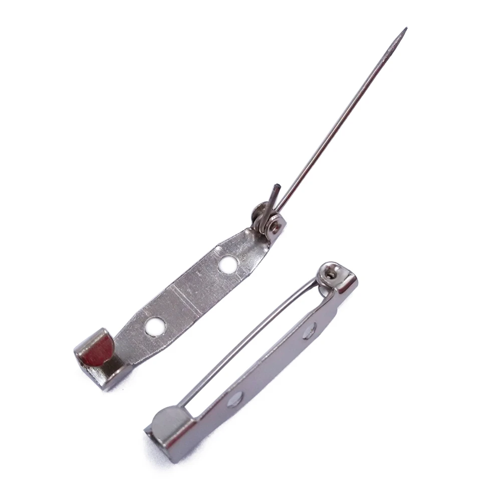 

Rhodium Plated 2 Hole 25mm 1000pcs Brooch Base Back Bar Badge Safety Pins Brooch Pins Jewelry Findings Accessories BSP09