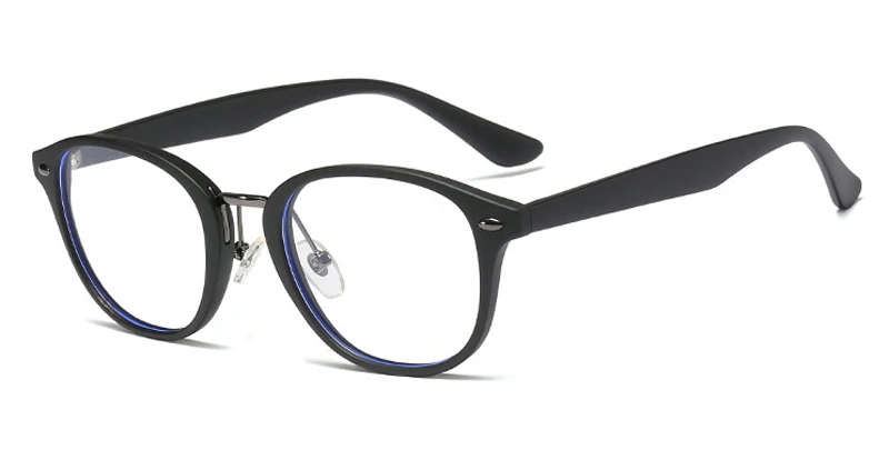 Peekaboo Ретро женские очки круглые tr90 заклепки антибликовые очки для компьютера черные очки в леопардовой оправе оправы мужские Оптические - Цвет оправы: matte black