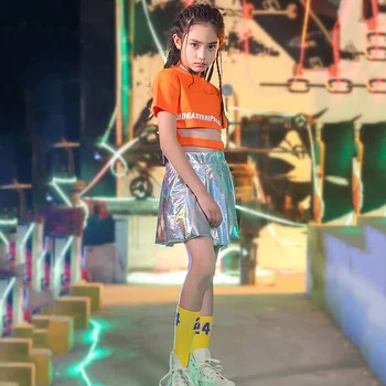 

Jazz Dance Costume Girls Reveal Navel Hiphop Rave Outfit Street Dance Practice Clothes Cheerleader Performance Clothing DC2260