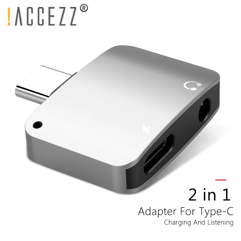 

!ACCEZZ 2 in 1 USB Type C to 3.5mm Aux Splitter For Xiaomi Huawei P10 Mate 20 Jack Earphone Adapter Charge Headphone Connecter