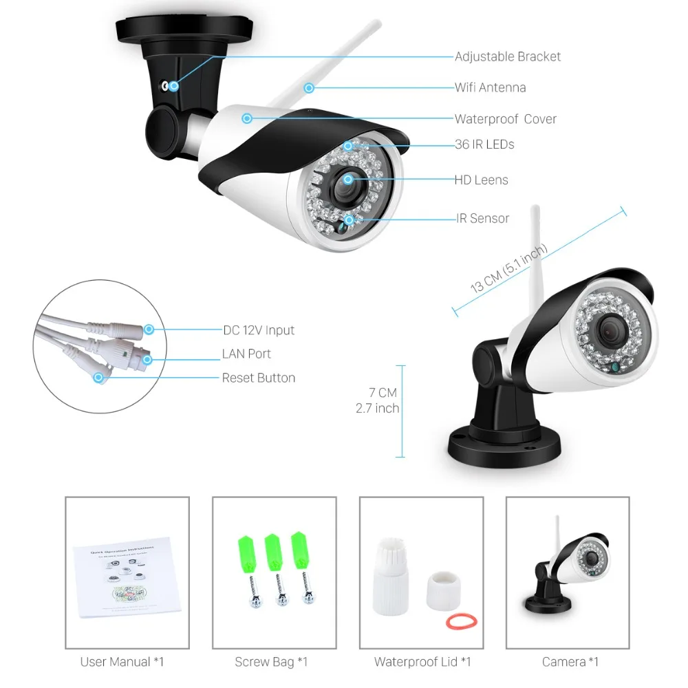 2MP 1MP Yoosee IP Wifi камера 1080P 960P 720P ONVIF Беспроводная Проводная P2P CCTV цилиндрическая