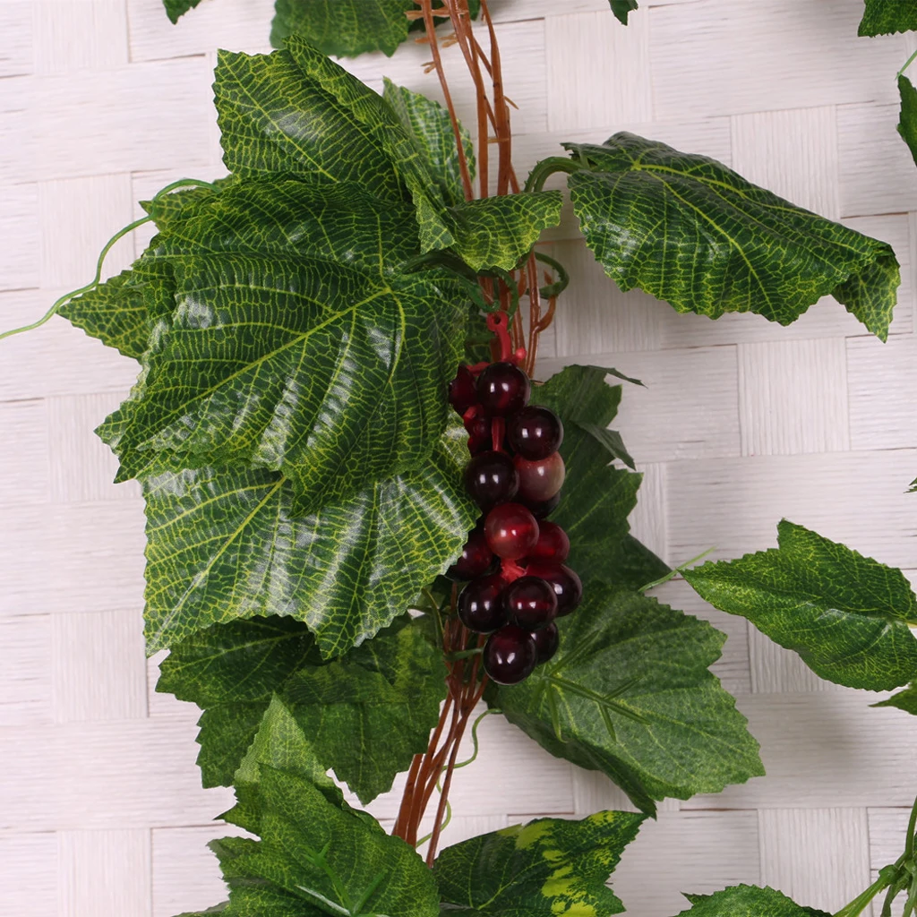 

Creative Artificial Grape Fake Vine Garlands Faux Fruit Wendding Leaf Ivy