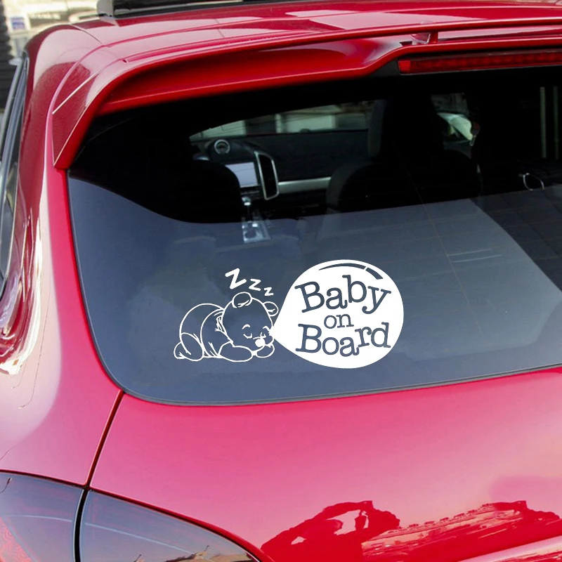 

17.8*8.4cm "Baby On Board" Cute Cartoon Car Sticker Tail Warning Logo Decals Interesting Fashion Sticker Decals