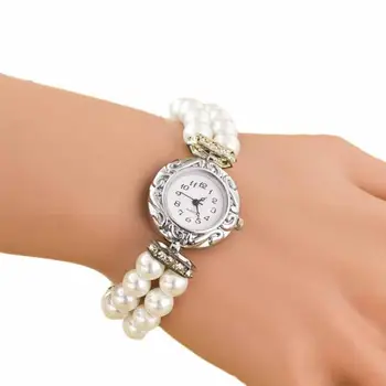 

Newly Design Women Girl's Fashion Brand New Pearl Beads Quartz Bracelet Watch Gofuly woman watch 2020
