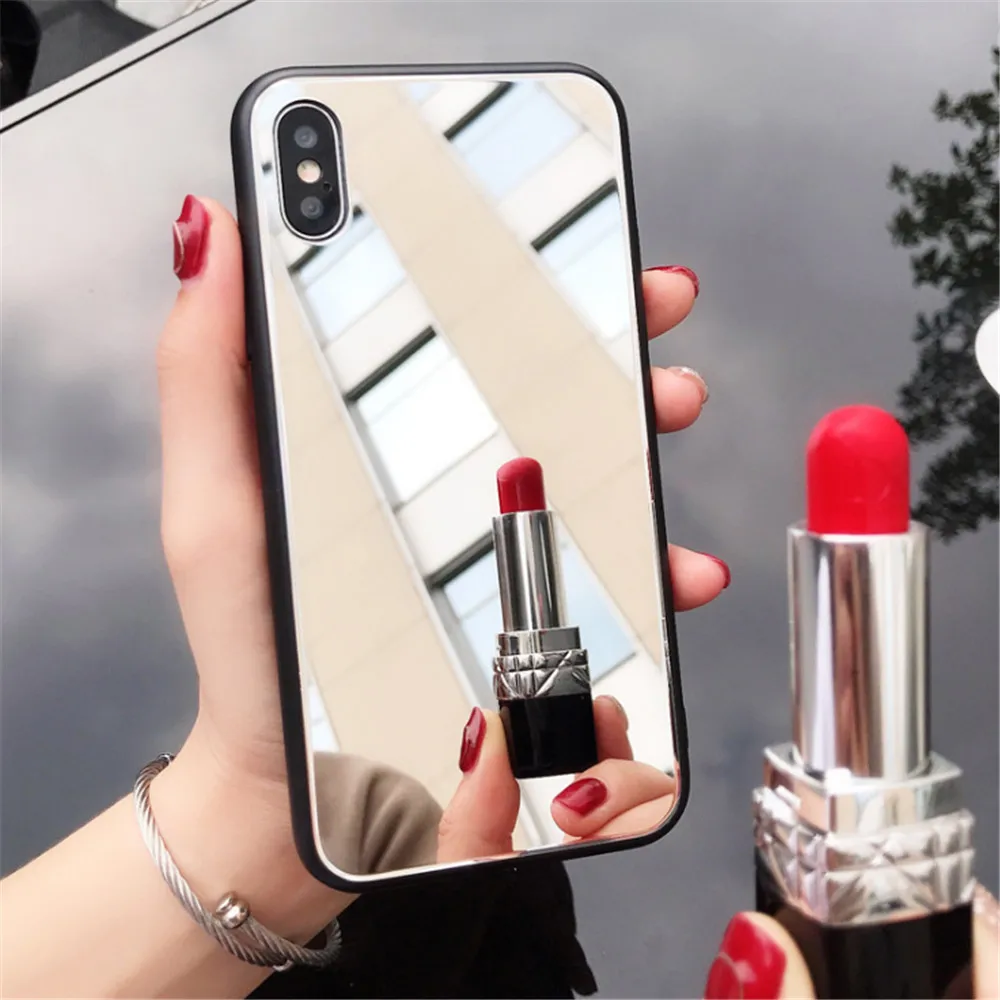 Clear Make-up Mirror Rear Case for Huawei Mate 20 Pro Nova 4 Hard Tempered Glass Back Cover P20 P30 Lite Enjoy 9 |