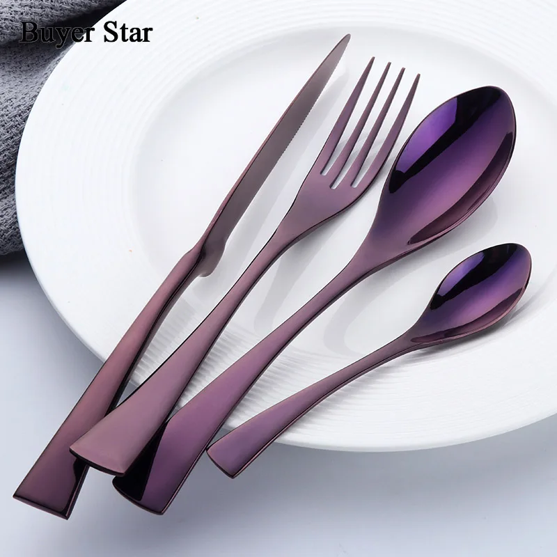 

Buyer Star 16-Piece 18/10 SUS304 Stainless Steel Flatware Set Mirror Polished Cutlery include Forks Spoons Knives Service for 4
