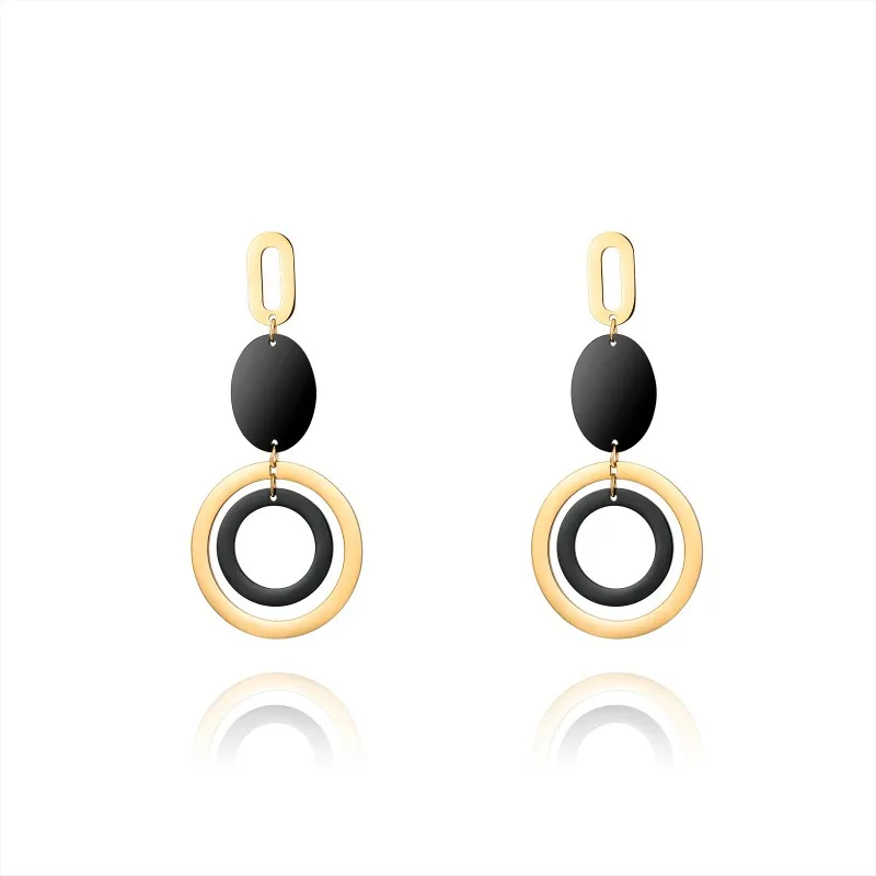 

New Fashion 2Pcs Round Geometric Earrings Trendy Stainless Steel Pendant Earrings Cool Girl Gift for Women Jewelry Party Daily
