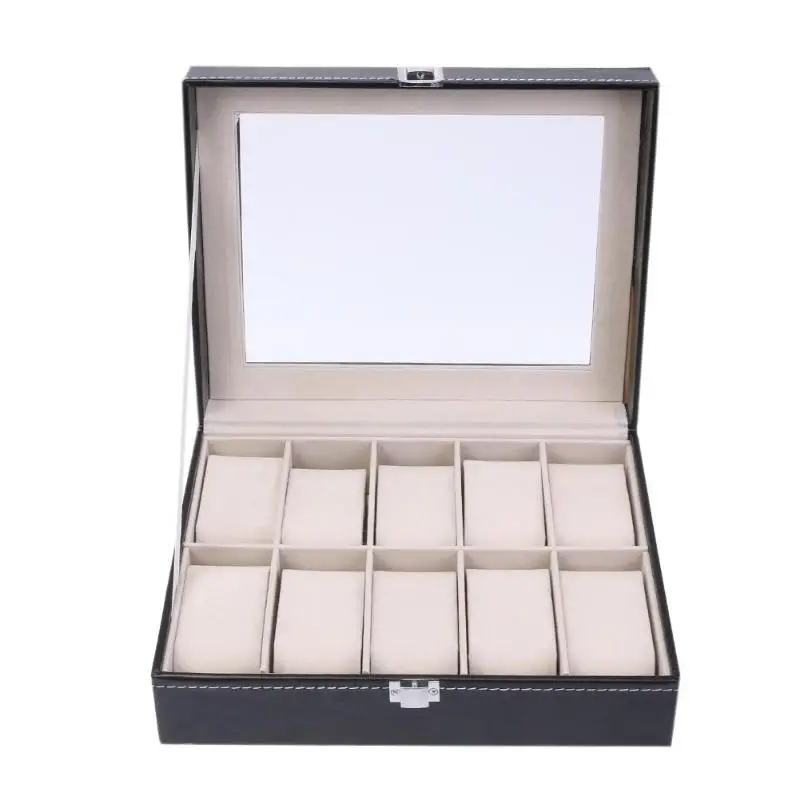 10 Grids PU Leather Watch Box Case Men Watches Holder Organizer Watches Jewelry Boxes cajas relojes horloge standaard