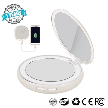 

Compact Power Bank Makeup Mirror LED Lighted Portable Charger Vanity Mirror with 3X Magnification for Girls Friends Party Travel