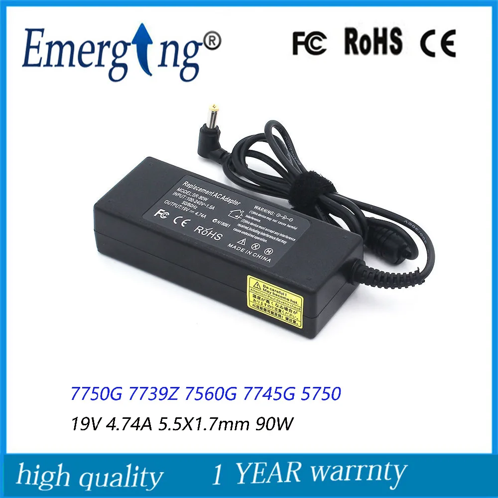 

19V 4.74A 5.5*1.7mm 90W New AC Laptop Adapter For Acer Aspire 7750G 7739Z 7560G 7745G 5750