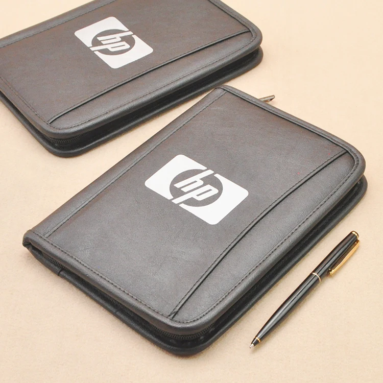 

Faux leather A5 file folder with a zipper folders for documents A5 padfolio for business with external pocket notebook 1251