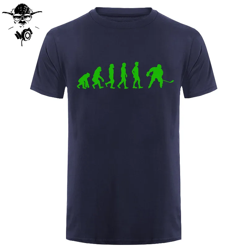 Evolution Of Ice Hockeyer, Молодежный топ, Клубная хлопковая футболка, забавные подарки на день рождения для ледяного хоккейного игрока, Мужская футболка с коротким рукавом, футболка - Цвет: navy green