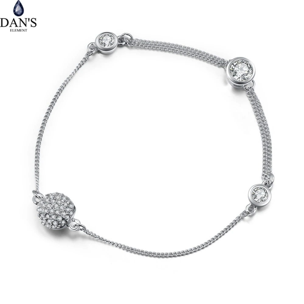 

DAN'S ELEMENT Round Micro Mosaic Cubic Zirconia Rose Gold Color Bracelet Jewelry Austrian Crystal Top Quality 133323