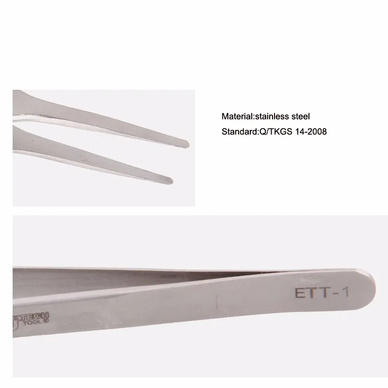 Jetech vetus tweezers stainless steel anti magnetic precision fine tip curved tweezers for electrical and jewelry ICs SMD SMT