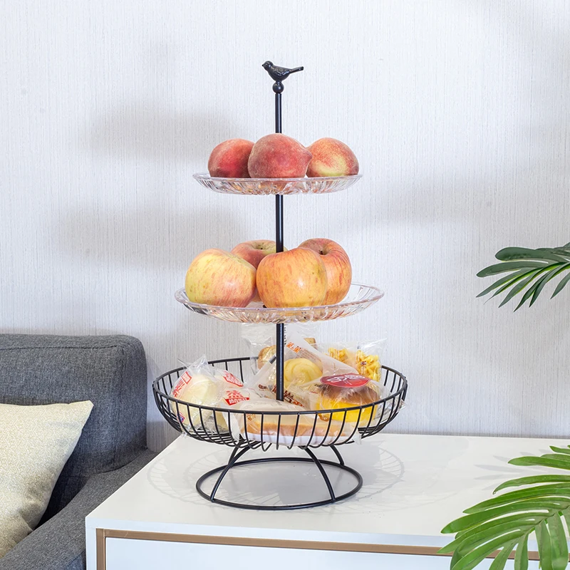 

Detachable Three Floors Storage Basket Multi-Function Nordic Fruit Candy Stand Tray Home Wedding Desktop Iron Decoration Basket