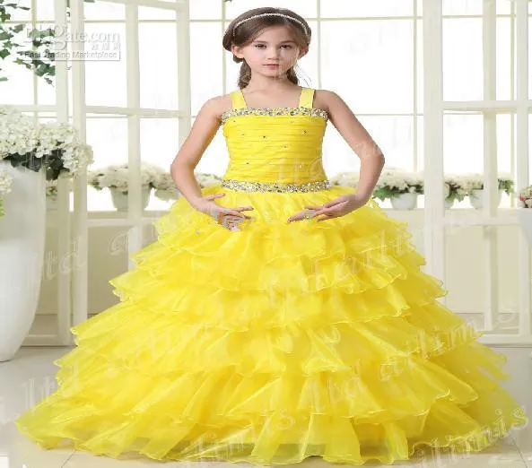 HotSale StyleYellow Girl Kids Pageant Dress Party Princess Ball Gown | Свадьбы и торжества