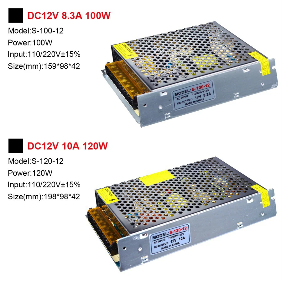 DC 12V светодиодный Мощность адаптер 2A 3A 5A 6A 8.3A 10A 12.5A 15A 16.7A 20A 25A 30A драйвер переключатель Питание трансформатор для Светодиодные ленты