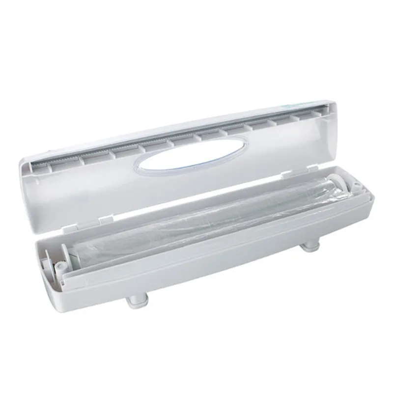 

Hot sale Plastic Food Wrap Dispenser Preservative Cling Film Cutter Kitchen Accessories Stainless Steel Foil Wax Paper Cut