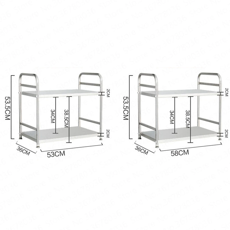  304 High Quality Stainless Steel Kitchen Rack Microwave Oven Shelf Double Layers Floor Double Table - 4000002569767