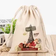 100 шт/партия макияж с логотипом, рисунком по индивидуальному заказу холст украшения из хлопка мешочки для хранения мешок сумки на шнурке для свадебных подарков