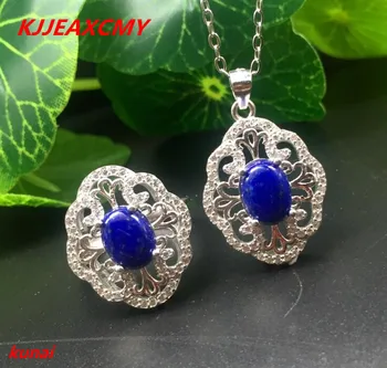 

KJJEAXCMY boutique jewels 925 silver inlaid with natural turquoise stone pendant ring 2 pieces of gift necklace.