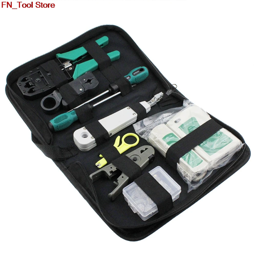 

11pcs/ set RJ45 RJ11 RJ12 CAT5 CAT5e portable LAN network repair kit Utp cable tester crimping head clamp PC