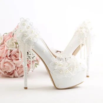

2019 new flower tassel bridal shoes super high heel stiletto pendant bridal shoes women's shoes